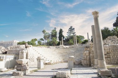 İskenderiye, Mısır 'daki Roma amfitiyatrosunun güzel manzarası