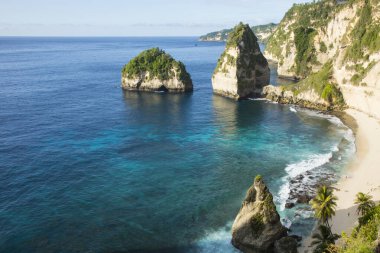 Penida Adası, Endonezya 'daki Elmas Sahili' nin güzel manzarası