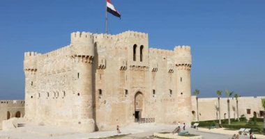 İskenderiye, Mısır 'daki Qaitbay Kalesi manzarası