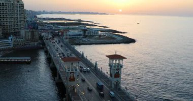 İskenderiye, Mısır 'daki Stanley Köprüsü' nün güzel manzarası