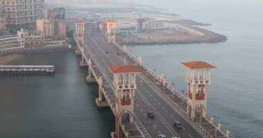 İskenderiye, Mısır 'daki Stanley Köprüsü' nün güzel manzarası