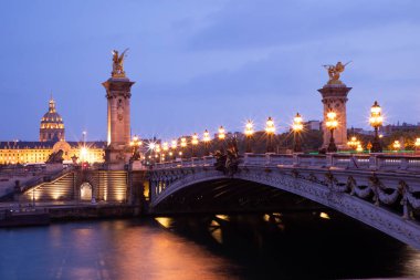 Paris, Fransa 'daki Pont Alexandre III' ün güzel manzarası