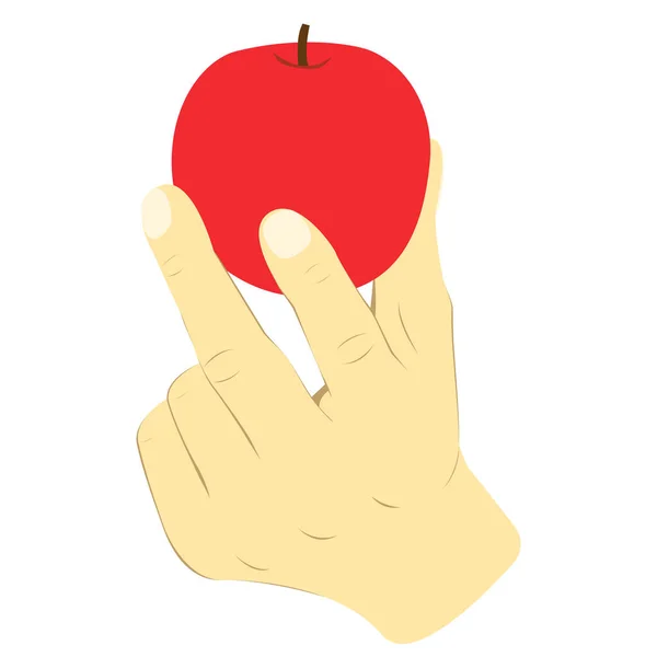 手拿着红苹果的矢量图形 — 图库矢量图片