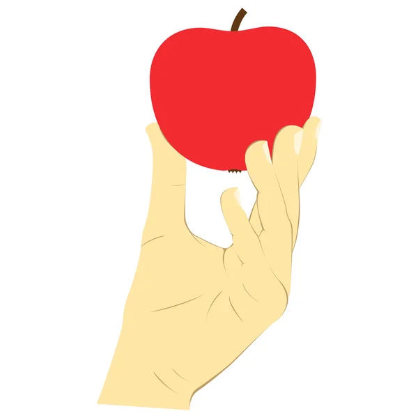 Main Tenant Pomme Rouge Dans Graphique Vectoriel — Image vectorielle