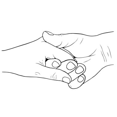 Doğrusal vektör illüstrasyonunda el sıkışma