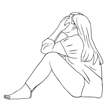 Üzgün kadın elleriyle gözlerini kapatıyor.