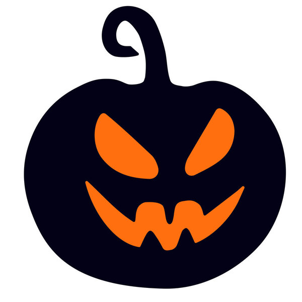 Spooky Pumpkin Silhouette with Orange Eyes, Halloween pumpkin