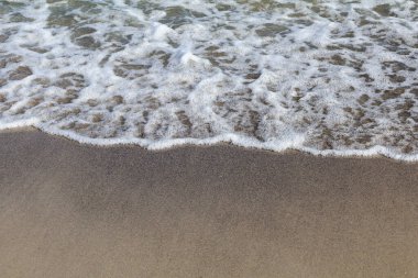 Köpüklü Okyanus Dalgası Sandy Plajına Düştü