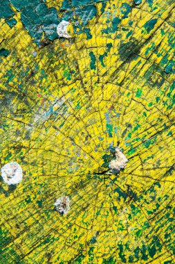 Arka plan üzerinde ahşap duvar eski soyulması boya sarı,