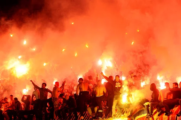 Serbia Belgrade Luty 2016 Miłośnicy Piłki Nożnej Podczas Wiecznych Rywali — Zdjęcie stockowe