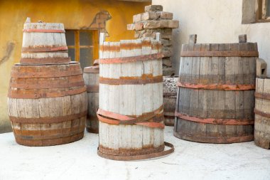 Eski ahşap varillerin arka planı