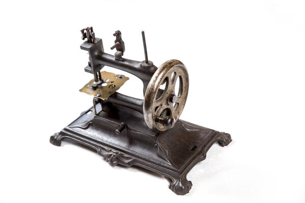 vintage sewing machine isolated on white
