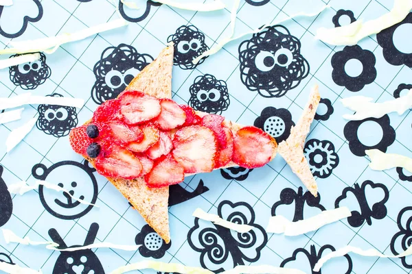 Healthy and fun food for kids, strawberry fish
