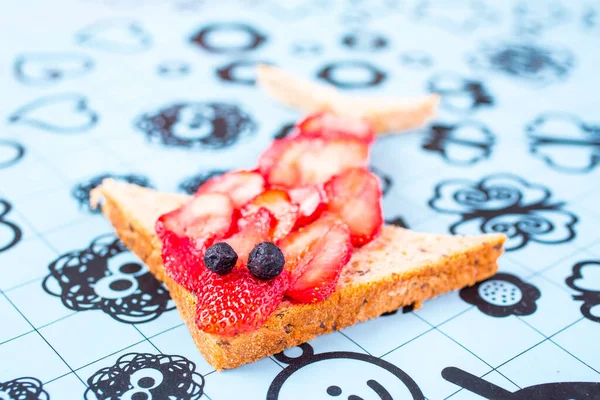 Healthy and fun food for kids, strawberry fish