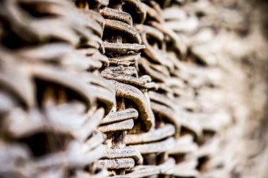 Gagalı çit ahşap arka planı. Seçici odak