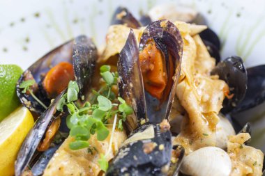 Deniz kabuğu ve baharatlı makarna.