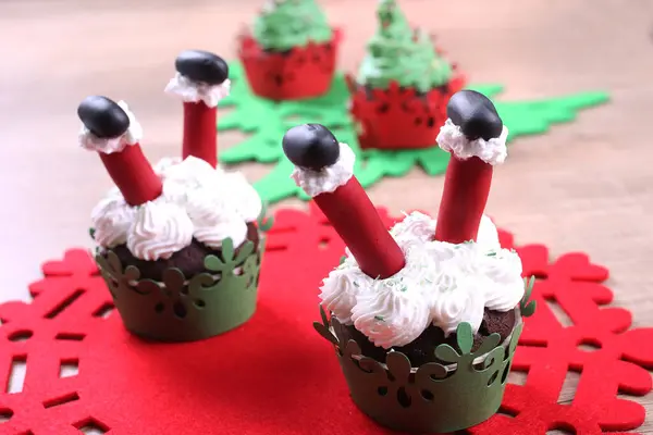 Christmas cupcakes in form of Christmas trees