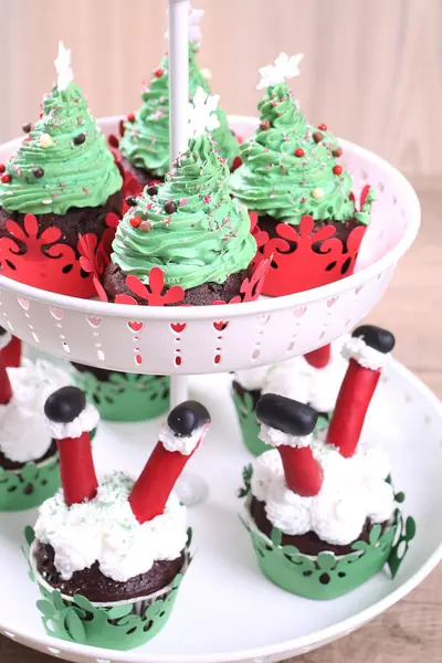 Christmas cupcakes in form of Christmas trees