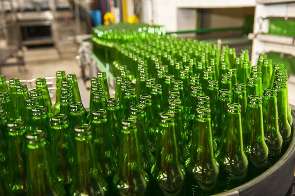 Beer bottles of green glass