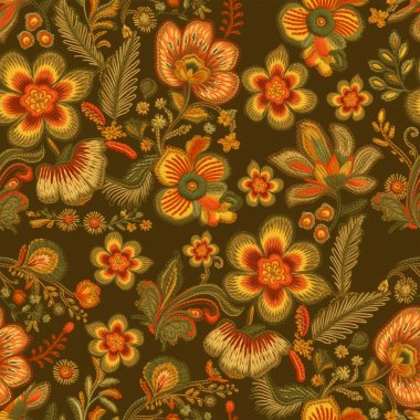 Simple floral seamless patterns. Minimalistic floral seamless, Embroidery vintage floral clipart