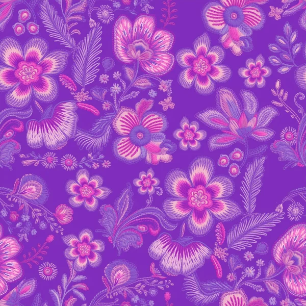 Simple Floral Seamless Patterns Minimalistic Floral Seamless Embroidery Vintage Floral — Stock Photo, Image