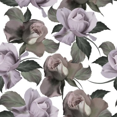 Çiçeklerle kusursuz desen. Gül. Suluboya. El çizimi.