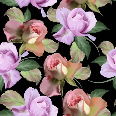 Çiçeklerle kusursuz desen. Gül. Suluboya. El çizimi.