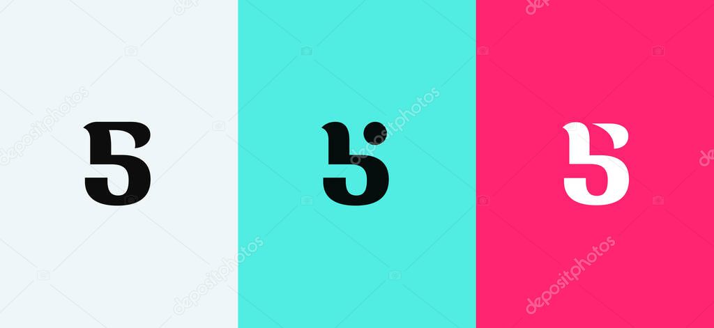 Set of number 5 minimal logo icon design template elements