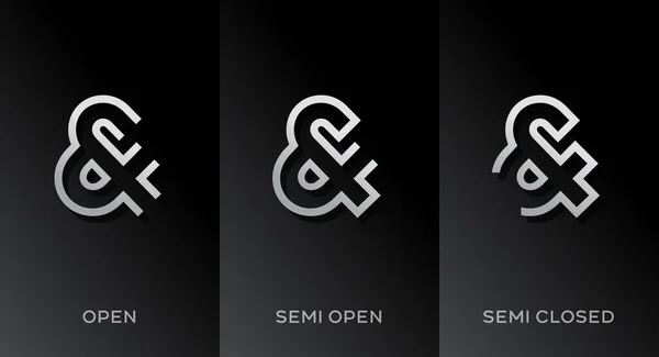Establecer Símbolo Ampersand Logotipo Icono Elementos Plantilla Diseño — Vector de stock