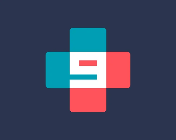 Letra Número Cruz Más Elementos Plantilla Diseño Icono Logotipo Médico — Vector de stock
