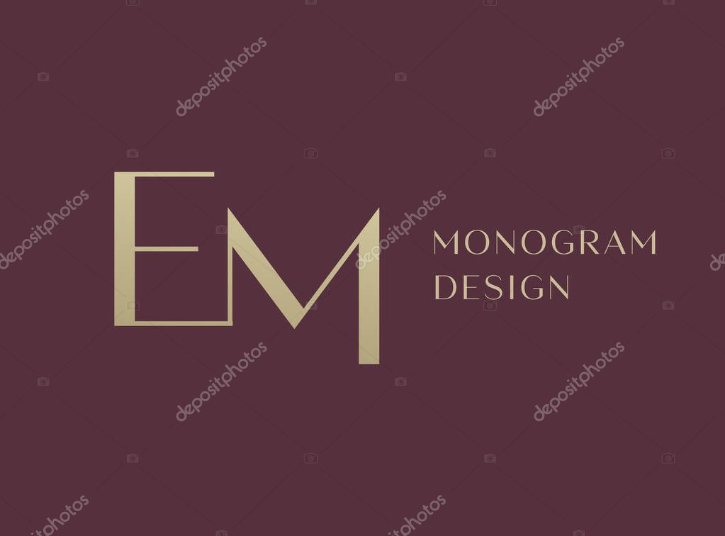 EM letter logo icon design. Classic style luxury initials monogram.