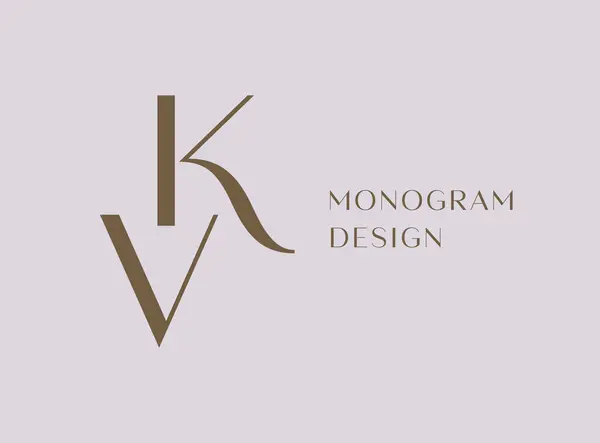 Stock vector KV or VK letter logo icon design. Classic style luxury initials monogram.