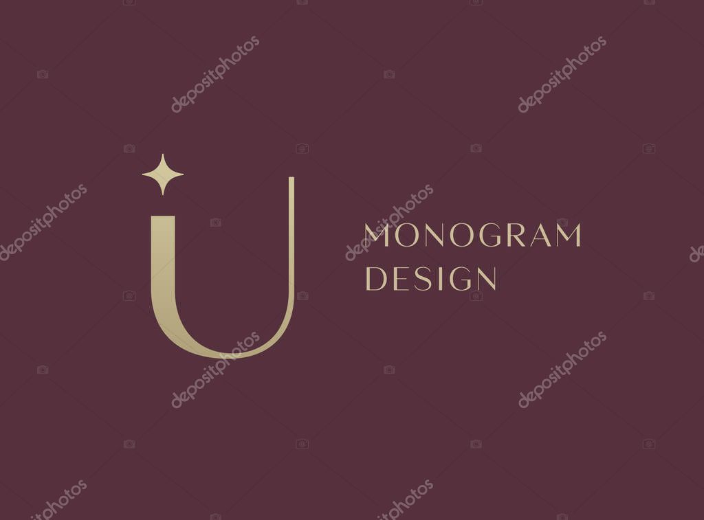 IU or UI letter logo icon design. Classic style luxury initials monogram.