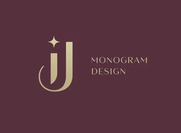 stock vector IJ letter logo icon design. Classic style luxury initials monogram.