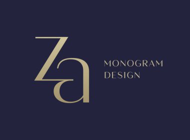 ZA letter logo icon design. Classic style luxury initials monogram. clipart