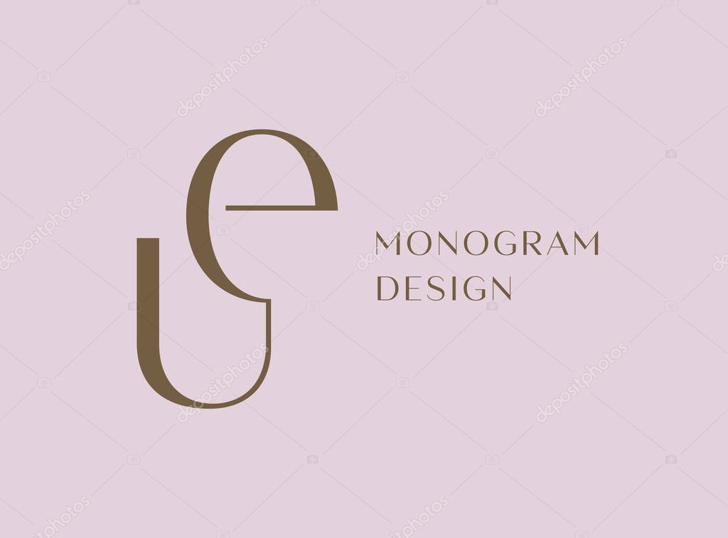 UE or EU letter logo icon design. Classic style luxury initials monogram.