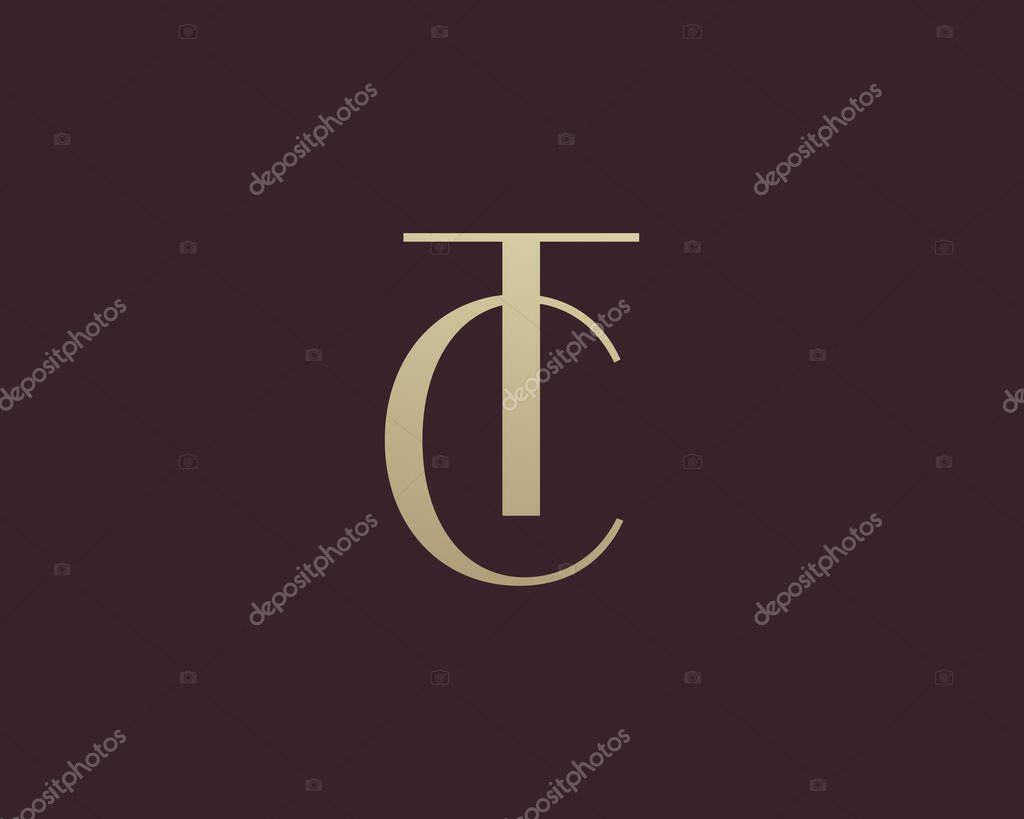TC or CT letter logo icon design. Classic style luxury initials monogram.