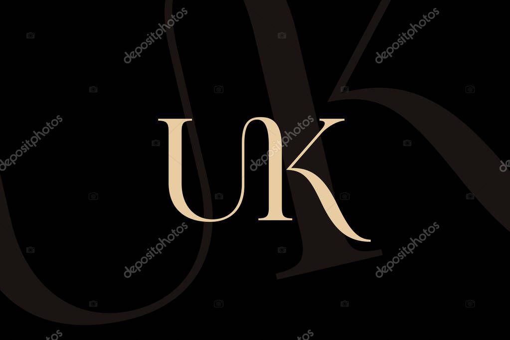 UK or KU letter logo icon design. Classic style luxury initials monogram.