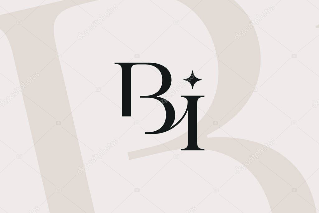 BI or IB letter logo icon design. Classic style luxury initials monogram.