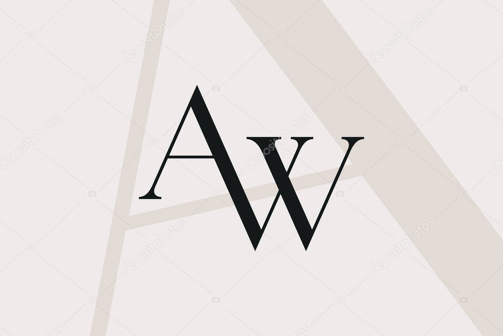 AW or WA letter logo icon design. Classic style luxury initials monogram.
