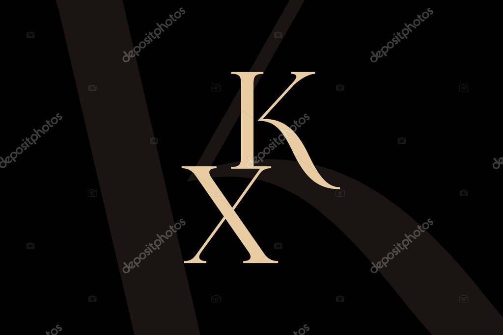 KX or XK letter logo icon design. Classic style luxury initials monogram.