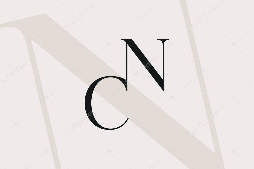 NC or CN letter logo icon design. Classic style luxury initials monogram.