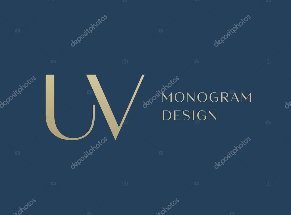 UV letter logo icon design. Classic style luxury initials monogram.