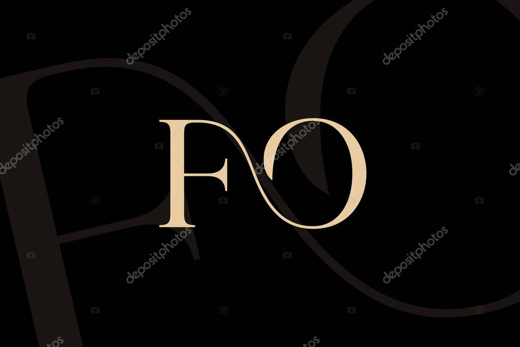FO or OF letter logo icon design. Classic style luxury initials monogram.
