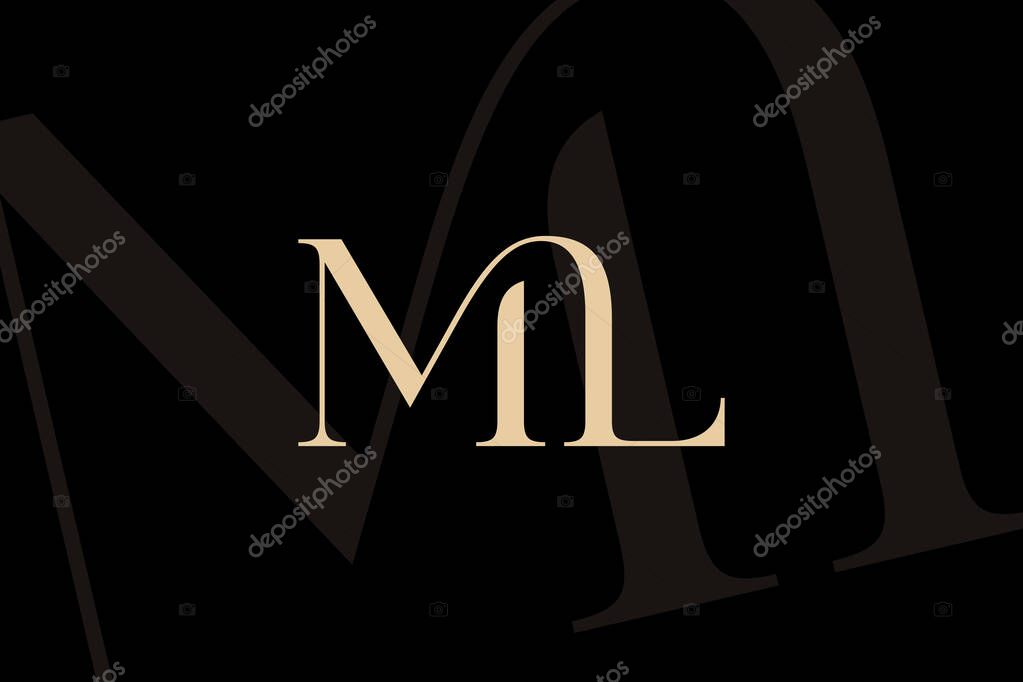 ML or LM letter logo icon design. Classic style luxury initials monogram.