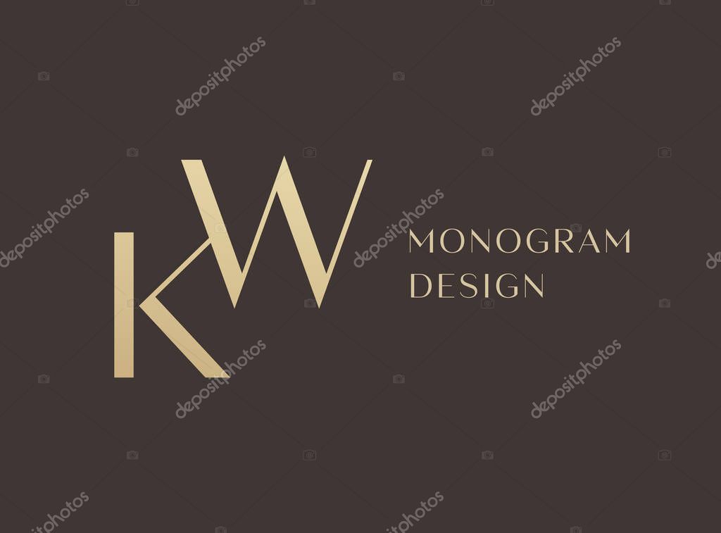 WK or KW letter logo icon design. Classic style luxury initials monogram.