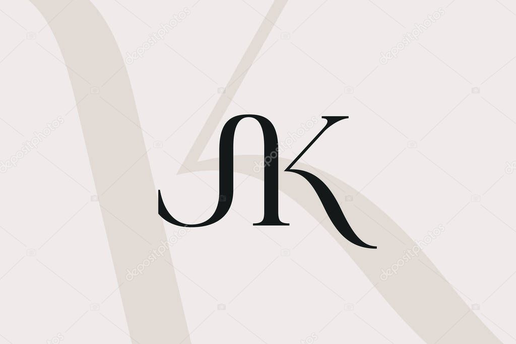 JK or KJ letter logo icon design. Classic style luxury initials monogram.