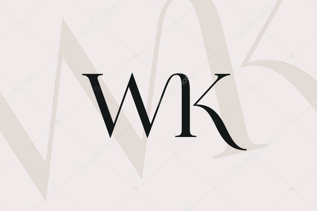 WK or KW letter logo icon design. Classic style luxury initials monogram.