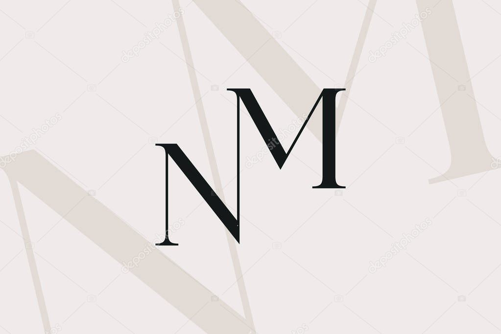 MN or NM letter logo icon design. Classic style luxury initials monogram.