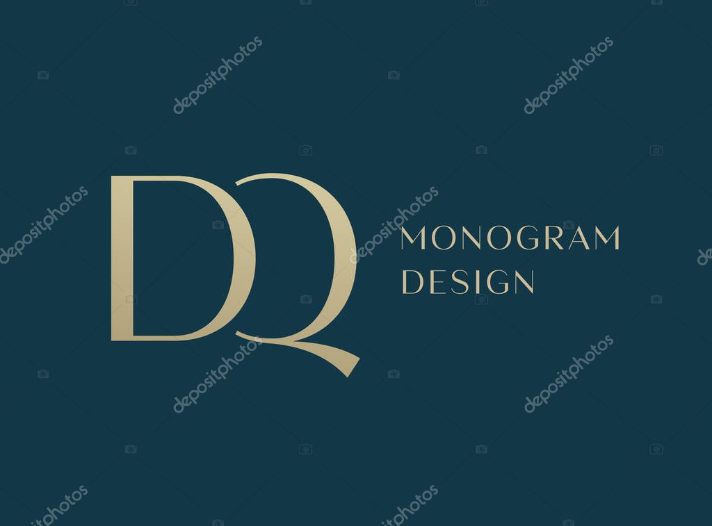 DQ letter logo icon design. Classic style luxury initials monogram.